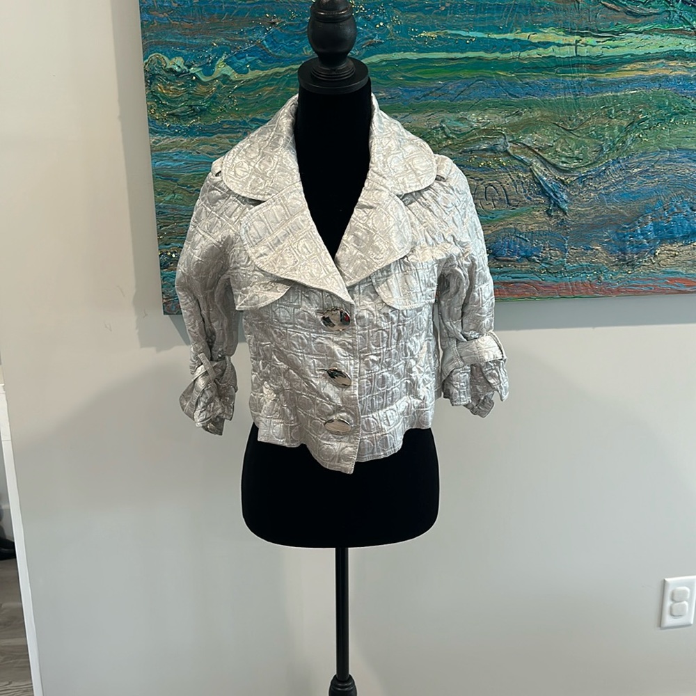 Cache Silver Metallic Jacket Bolero - image 1